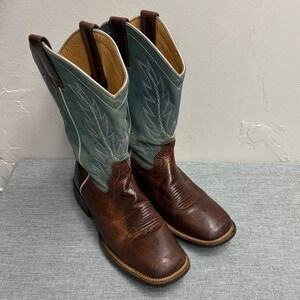 Shyanne Western Boots Womens 6.5 Brown Teal Leather Square Toe Embroidered T42